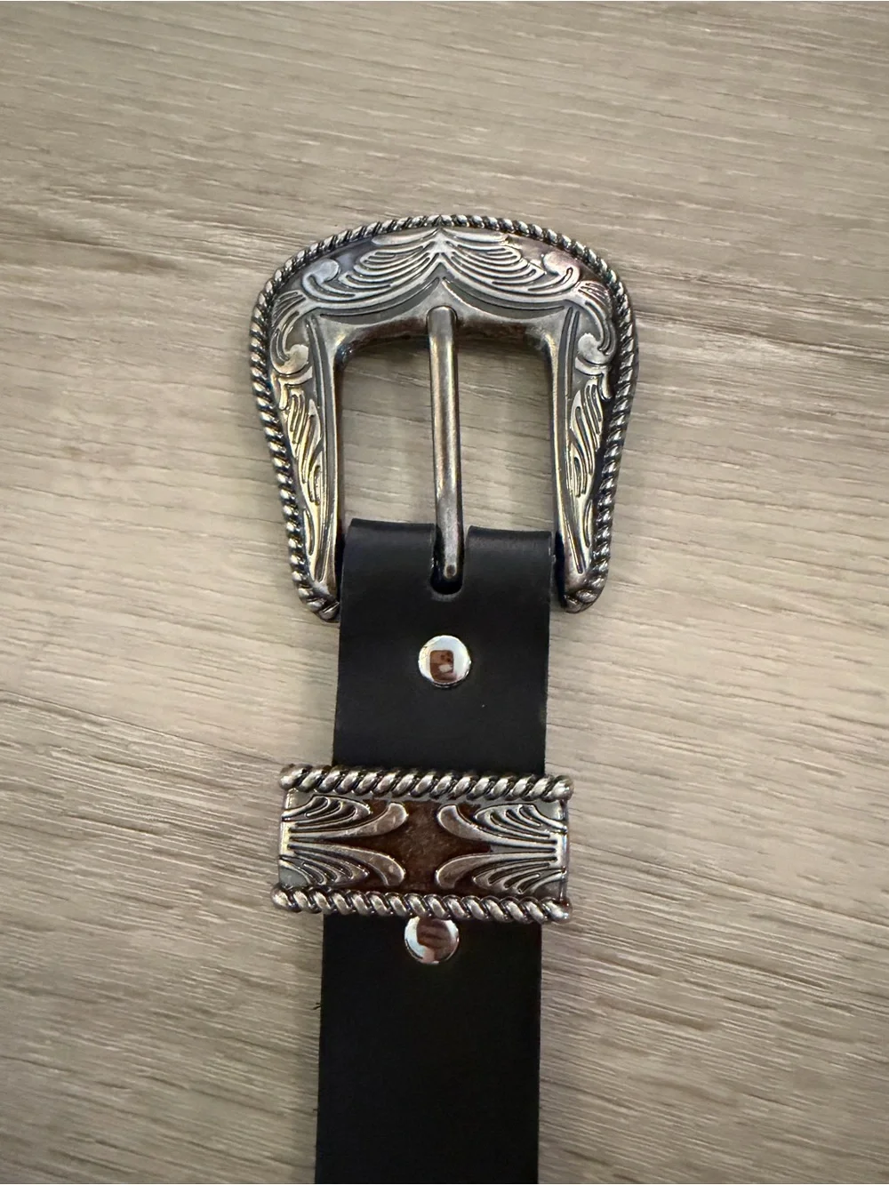 Women’s Tecovas Black Leather Western Threw Piece Belt - Size XL
